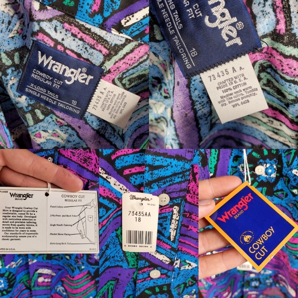 Wrangler Vintage USA Made Rockabilly 80s Button up - Picture 9 of 9